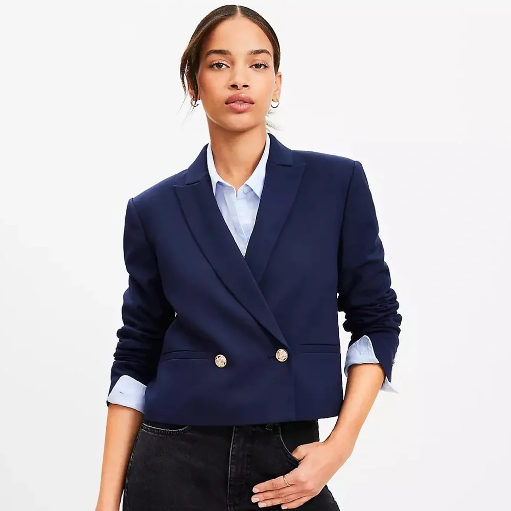 LOFT Petite Modern Double Breasted Blazer - Picture 10 of 12